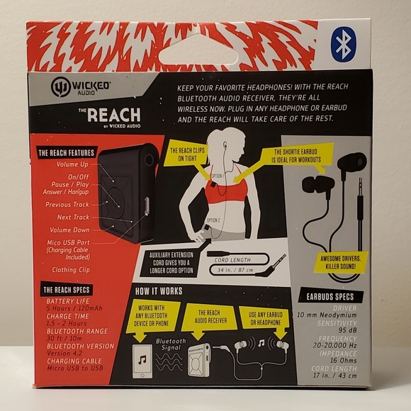 The Reach by Wicked Audio - Bluetooth Audio Receiver - Bonus Pack WI-BTR60 - Picture 2 of 11